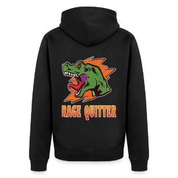 Gamer Rage Quit Dinosaurier - Unisex Premium Bio Zip Hoodie - Schwarz - Hinten - Nico (187cm)