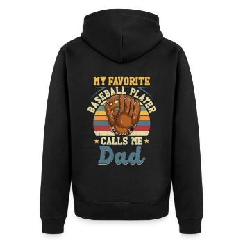Fan de baseball Papa Père Vintage - Veste à capuche bio Premium Unisexe - noir - Dos - Nico (187cm)