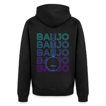 Banjo Gitarre Retro Geschenk - Unisex Premium Bio Zip Hoodie - Schwarz - Hinten - Nico (187cm)