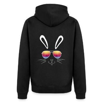 Kaninchen Hasen Cooler Hase Haustier Ostern - Unisex Premium Bio Zip Hoodie - Schwarz - Hinten - Nico (187cm)