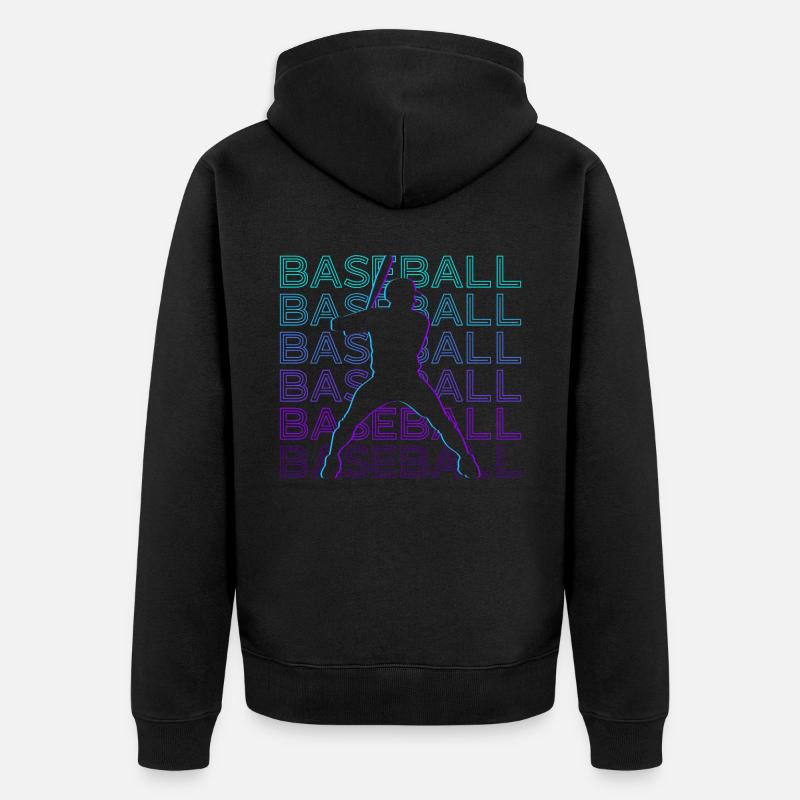 Baseballspieler Retro Geschenk - Unisex Premium Bio Zip Hoodie - Schwarz