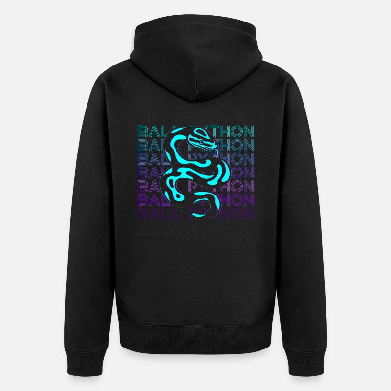 Kugelpython Schlange Retro Geschenk - Unisex Premium Bio Zip Hoodie - Schwarz