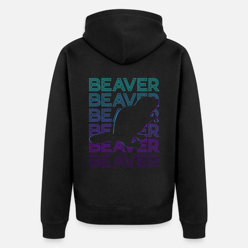 Cadeau rétro Castor - Veste à capuche bio Premium Unisexe - noir