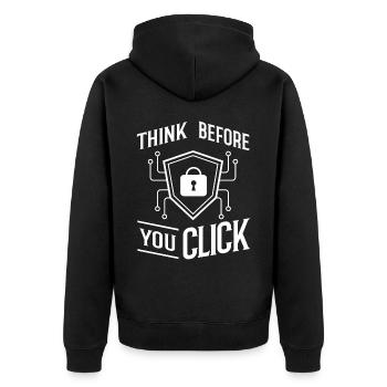 Cyber Security Information Computer Sicherheit - Unisex Premium Bio Zip Hoodie - Schwarz - Hinten - Nico (187cm)