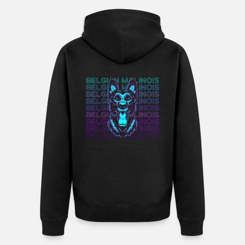 Belgischer Malinois Retro Geschenk - Unisex Premium Bio Zip Hoodie - Schwarz