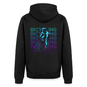 Fahrradfahren Biker Biking Retro Geschenk - Unisex Premium Bio Zip Hoodie - Schwarz - Hinten - Nico (187cm)