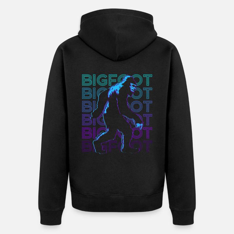 Bigfoot Sasquatch Cadeau Rétro - Veste à capuche bio Premium Unisexe - noir