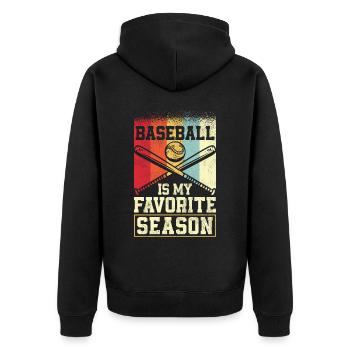 Baseball Fan Vintage Retro - Unisex Premium Bio Zip Hoodie - Schwarz - Hinten - Nico (187cm)