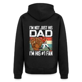 Baseball Fan Dad Father Vintage - Unisex Premium Bio Zip Hoodie - Schwarz - Hinten - Nico (187cm)