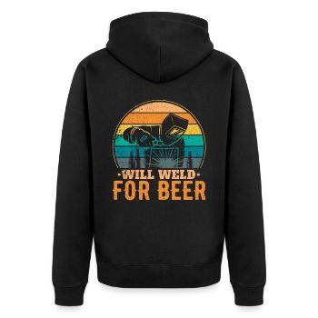 Lustiger Schweißer Schweißer Geschenk - Unisex Premium Bio Zip Hoodie - Schwarz - Hinten - Nico (187cm)
