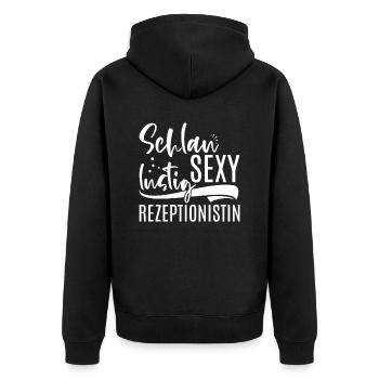 Schlau Lustig Sexy Rezeptionistin - Unisex Premium Bio Zip Hoodie - Schwarz - Hinten - Nico (187cm)