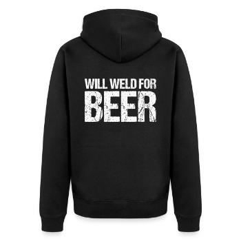 Lustiger Schweißer Schweißer Geschenk - Unisex Premium Bio Zip Hoodie - Schwarz - Hinten - Nico (187cm)