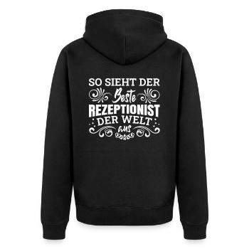 So Sieht De Bester Rezeptionist Der Welt - Unisex Premium Bio Zip Hoodie - Schwarz - Hinten - Nico (187cm)