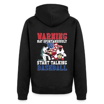 Baseball Fan Vintage American Flag - Unisex Premium Bio Zip Hoodie - Schwarz - Hinten - Nico (187cm)