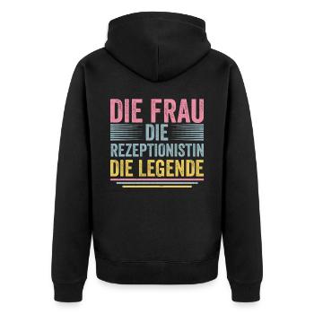 Die Frau Die Rezeptionistin Die Legende - Unisex Premium Bio Zip Hoodie - Schwarz - Hinten - Nico (187cm)