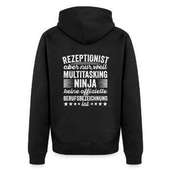 Rezeptionist Aber Nur Weil Multitasking - Unisex Premium Bio Zip Hoodie - Schwarz - Hinten - Nico (187cm)