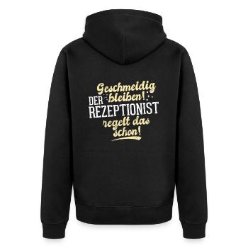 Geschmeidig Der Bleiben Regelt Das Schon - Unisex Premium Bio Zip Hoodie - Schwarz - Hinten - Nico (187cm)