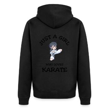 Juste une fille qui aime le karaté - Veste à capuche bio Premium Unisexe - noir - Dos - Nico (187cm)
