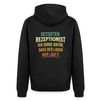 Gestatten Rezeptionist Ich Sorge Dafür - Unisex Premium Bio Zip Hoodie - Schwarz - Hinten - Nico (187cm)