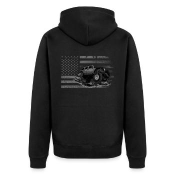 Off Roading QUAD ATV Apparel Off Road QUAD ATV - Unisex Premium Bio Zip Hoodie - Schwarz - Hinten - Nico (187cm)