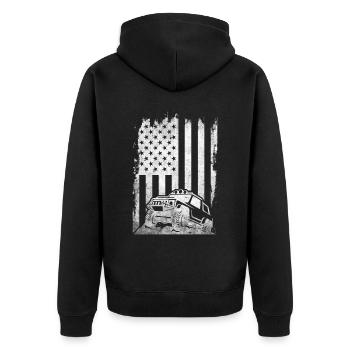 Off Roading QUAD ATV Apparel Off Road QUAD ATV - Unisex Premium Bio Zip Hoodie - Schwarz - Hinten - Nico (187cm)