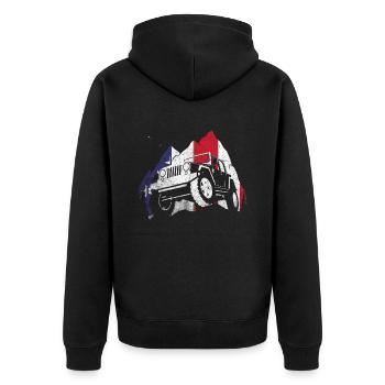 Off Roading QUAD ATV Apparel Off Road QUAD ATV - Unisex Premium Bio Zip Hoodie - Schwarz - Hinten - Nico (187cm)