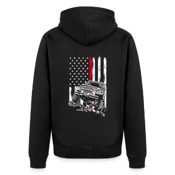 Off Roading QUAD ATV Apparel Off Road QUAD ATV - Unisex Premium Bio Zip Hoodie - Schwarz - Hinten - Nico (187cm)