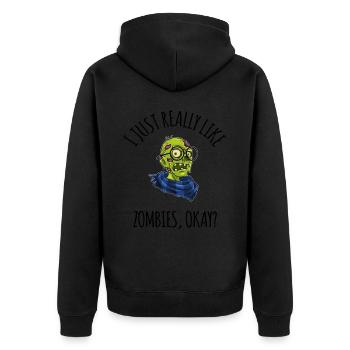 J’aime vraiment les zombies ok? - Veste à capuche bio Premium Unisexe - noir - Dos - Nico (187cm)