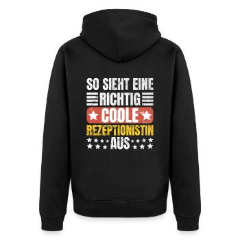 So Sieht Richtig Coole Rezeptionoistin - Unisex Premium Bio Zip Hoodie - Schwarz - Hinten - Nico (187cm)