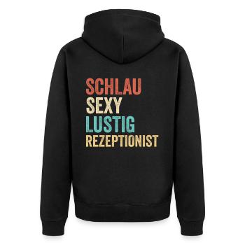 Schlau Sexy Lustig Rezeptionist - Unisex Premium Bio Zip Hoodie - Schwarz - Hinten - Nico (187cm)