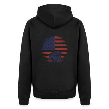 Off Roading QUAD ATV Apparel Off Road QUAD ATV - Unisex Premium Bio Zip Hoodie - Schwarz - Hinten - Nico (187cm)