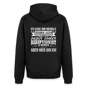 Ich Habe Mir Niemals Traumen Lassen - Unisex Premium Bio Zip Hoodie - Schwarz - Hinten - Nico (187cm)