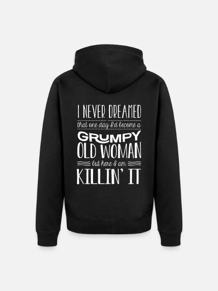 Grinig gubbe, här är jag - Ekologisk premiumluvjack unisex - svart