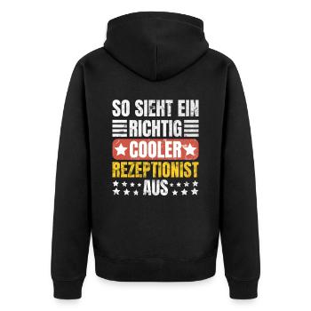 So Sieht Ein Richtig Cooler Rezeptionist - Unisex Premium Bio Zip Hoodie - Schwarz - Hinten - Nico (187cm)