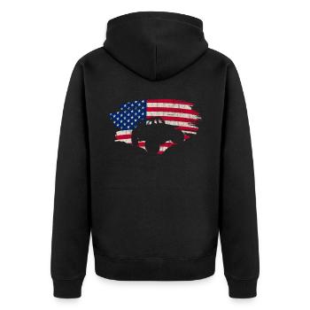 Off Roading QUAD ATV Apparel Off Road QUAD ATV - Unisex Premium Bio Zip Hoodie - Schwarz - Hinten - Nico (187cm)