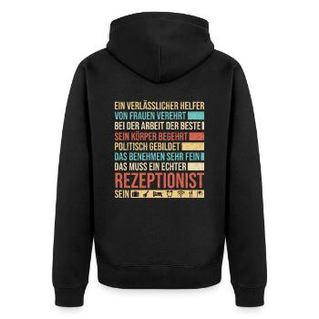 Ein Verlässlicher Helfer Von Frauen - Unisex Premium Bio Zip Hoodie - Schwarz - Hinten - Nico (187cm)