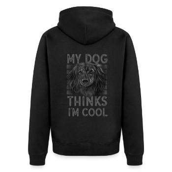 My Dog Thinks I'm Cool Dog Lover Dog Owner - Unisex Premium Bio Zip Hoodie - Schwarz - Hinten - Nico (187cm)