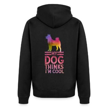 My Dog Thinks I'm Cool Dog Lover Dog Owner - Unisex Premium Bio Zip Hoodie - Schwarz - Hinten - Nico (187cm)