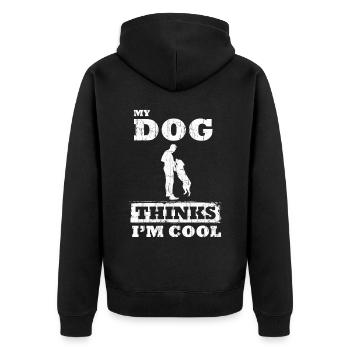 My Dog Thinks I'm Cool Dog Lover Dog Owner - Unisex Premium Organic Zip Hoodie - black - Back - Nico (187cm)