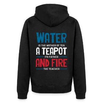 Teeliebhaber, Teetrinker, Tee, Teezeit - Unisex Premium Bio Zip Hoodie - Schwarz - Hinten - Nico (187cm)