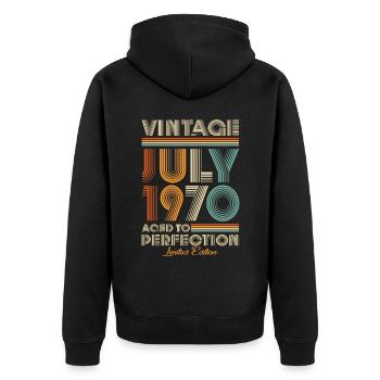 Millésime vieilli à la perfection Juillet 1970 - Veste à capuche bio Premium Unisexe - noir - Dos - Nico (187cm)