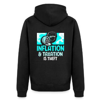 Inflation Und Steuern Sind Raub Stagflation Humor - Unisex Premium Bio Zip Hoodie - Schwarz - Hinten - Nico (187cm)