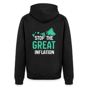 The Great Inflation Stop Stagflation Humor - Unisex Premium Organic Zip Hoodie - black - Back - Nico (187cm)