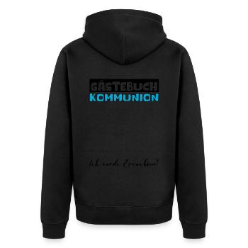 Gästebuch Kommunion Mädchen Jungen Erstkommunion - Unisex Premium Bio Zip Hoodie - Schwarz - Hinten - Nico (187cm)