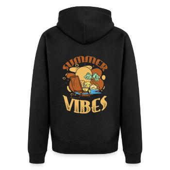 Summer Vibes Beach Club Sommerurlaub - Unisex Premium Bio Zip Hoodie - Schwarz - Hinten - Nico (187cm)