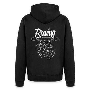 Rudern Ruder Ruderer Ruderboot Rudersport - Unisex Premium Bio Zip Hoodie - Schwarz - Hinten - Nico (187cm)