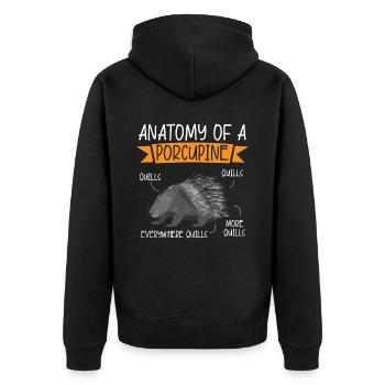 Anatomie eines Stachelschwein-Nagetier-Wirbelsäulentierliebhabers - Unisex Premium Bio Zip Hoodie - Schwarz - Hinten - Nico (187cm)