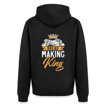 Brot Making King Backen Baker Bake Bakery Brot - Unisex Premium Bio Zip Hoodie - Schwarz - Hinten - Nico (187cm)