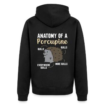 Anatomie eines Stachelschwein-Nagetier-Wirbelsäulentierliebhabers - Unisex Premium Bio Zip Hoodie - Schwarz - Hinten - Nico (187cm)
