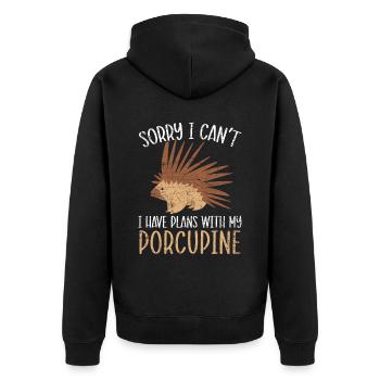 Ich habe Pläne mit meinem Stachelschwein Nagetier Wirbelsäulentier - Unisex Premium Bio Zip Hoodie - Schwarz - Hinten - Nico (187cm)
